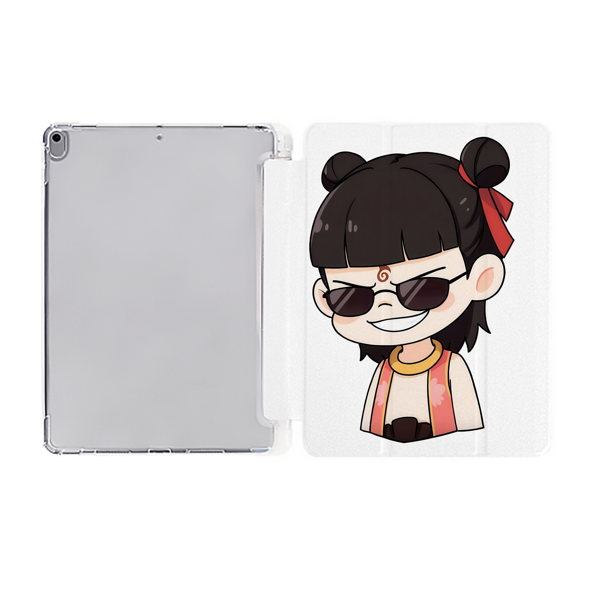 （画像用） Ne Zha 2 ナタ 魔童の大暴れ IPad ケース ペン収納付き 三つ折りスタンド PUレザー×シリコン 対応機種9.5/10.5/10.9インチ